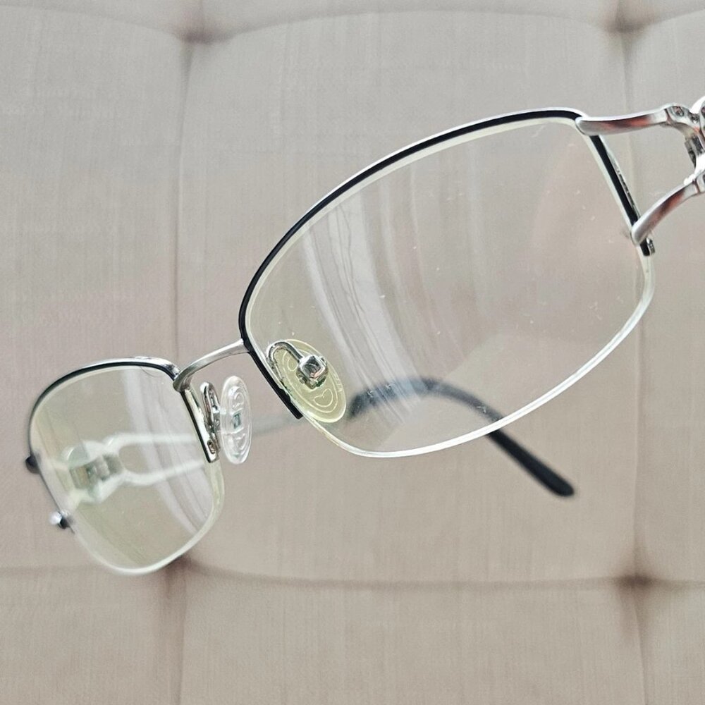 Vintage Tura Women Eyeglasses Frame Silver Tone Glasses Half Rim Eye Wear